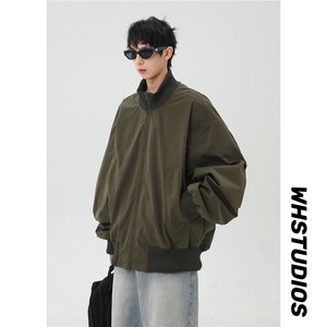港风日系复古设计感拼接高领开衫夹克外套 XZ213-JK4000-P60控88图片