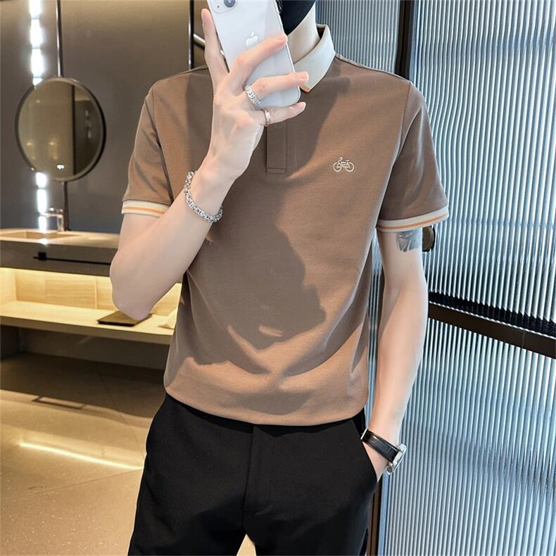 2026夏季短袖T恤翻领时尚大码刺绣翻领时尚上衣T0232-特P48,男装T恤,电商D342