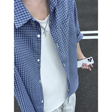 美式复古蓝色连帽/翻领衬衫男衬衣外套上衣DC2243/DC2244-特价P35，男装衬衫，电商A007