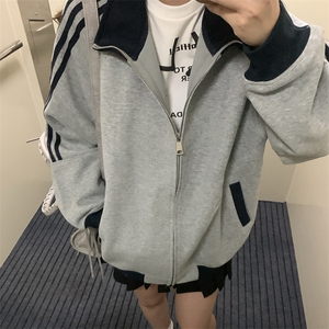 抖音得物高品质 美式高街重磅结构设计拼接织带立领卫衣外套 CM42图片