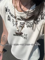 XZ809A/SSS12/P35/控48肌理感印花小狗背心T恤，男装背心/马甲，星座809A(原222-1)