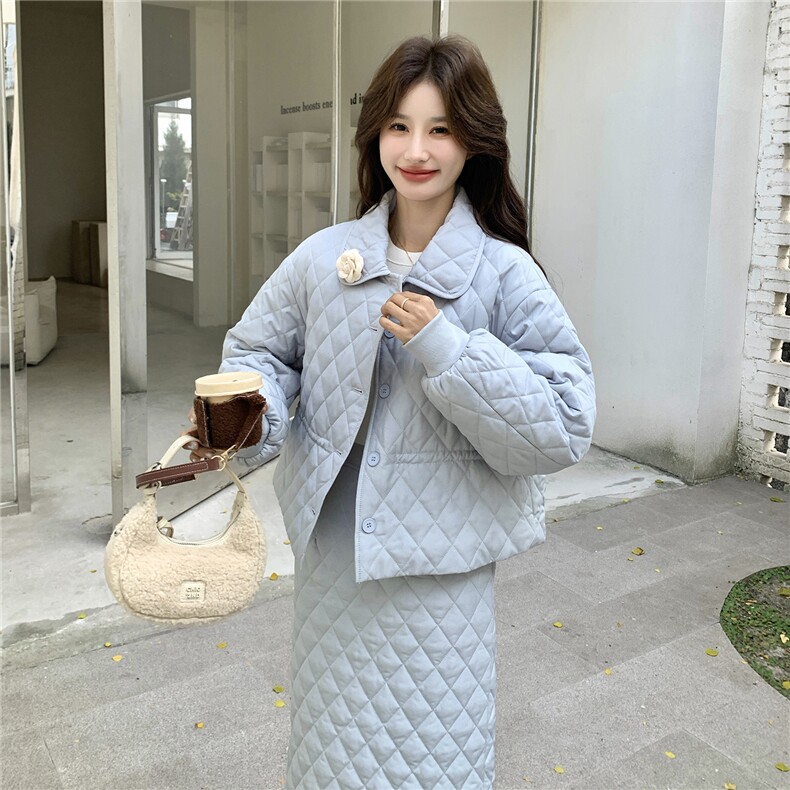 25冬季新款山茶花千金风上衣90羽绒套装2B082-2273-p330k495,女装羽绒服,2B082