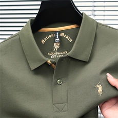 polo衫短袖男士纯色高端刺绣小马标上衣服翻领丝光棉t恤，男装Polo衫，电商B212（原钱塘6029）