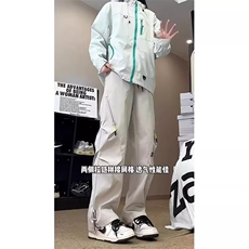 多口袋工装裤男褶皱设计感裤子2025新款春季直筒宽松降落伞兵裤潮，男装工装外套，星座1210-1