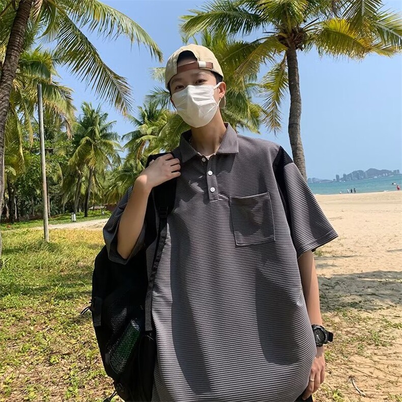 时尚都市潮流五分袖百搭男日系2023日常新款T322P35,男装Polo衫,星座1116-2