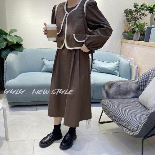 秋季新款韩版女人味马甲套裙，女装马夹，迎盈柳韵