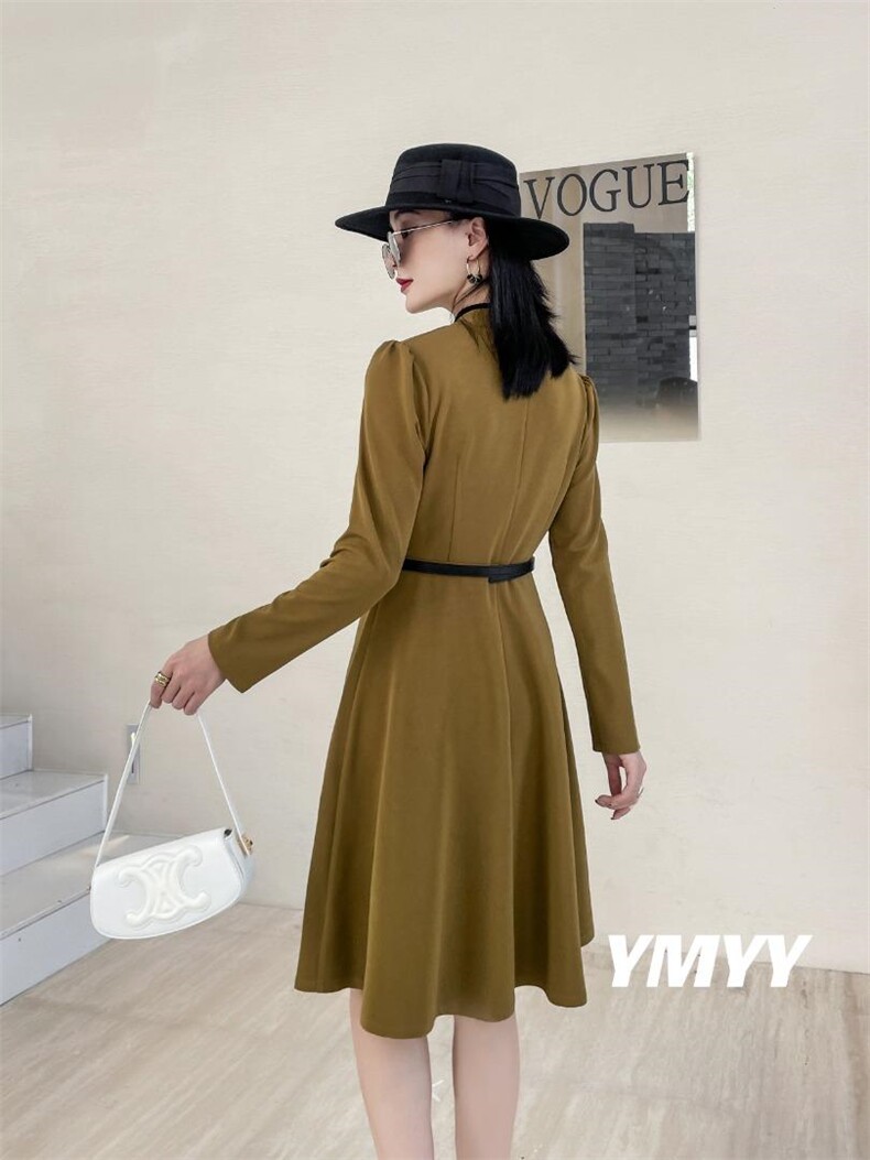 现货秋装新款连衣裙配皮带，女装连衣裙，依美依缘