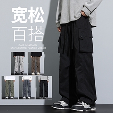 美式户外工装裤冲锋裤松紧腰宽松阔腿裤休闲裤直筒裤T8015-特P46，男装工装外套，星座1006