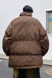 港风PU皮复古做旧设计钢印棉衣男MY77096P130控198抖控228图片