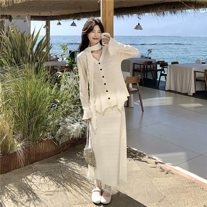 【现货】春季新品定制轻熟气质带流苏三件套2C300-2570-P165-K268,女装套装/套裙,2C300