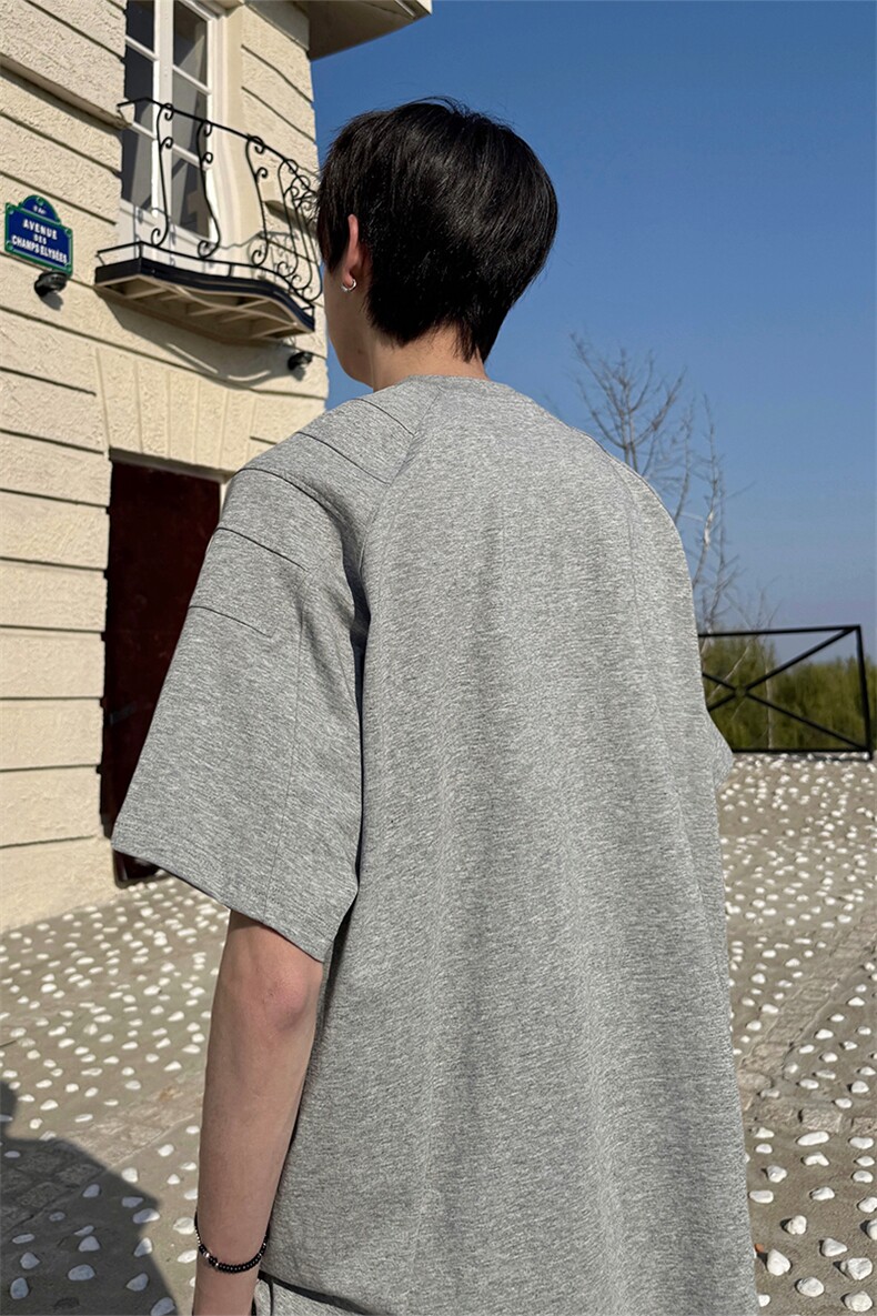 原创美式复古重磅纯色短袖T恤男夏季新款宽松休闲百搭上衣潮牌P42,男装T恤,电商B319