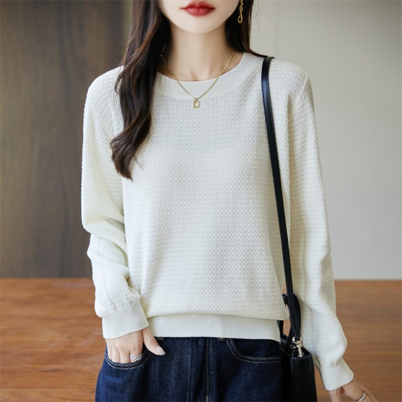 2025百搭包边圆领卫衣收腰，女装卫衣/绒衫，长今羊