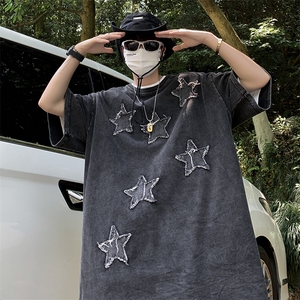 T恤男士短袖韩版潮流高街帅五角星宽松2024夏季ins体恤ST469-P28图片