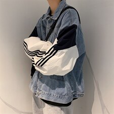 秋季假两件ins牛仔夹克潮牌欧美街头嘻哈宽松工装外套W1339-P60，男装夹克，星座512-4