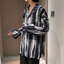 长袖衬衫春款男港风潮流冰丝百褶扎染衬衫C073P33，男装衬衫，星座1116-2