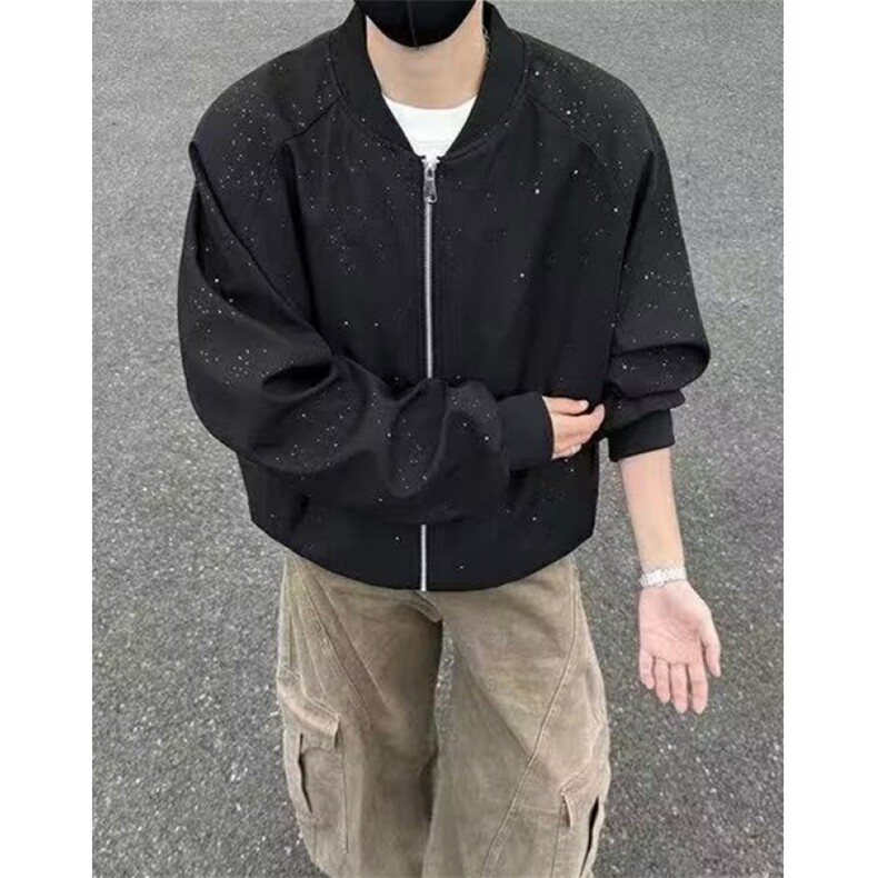简约流行新款潮流原宿气质满天星黑色防水双层夹克慵懒时尚JMX0,男装夹克,星座1116A（原606A-3）