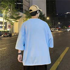 xZ116-T6020-p30-控48拼色抖音男潮牌美式情t恤男夏季印花，男装T恤，星座116
