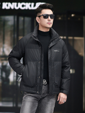 主推款秋冬季男士白鸭绒羽绒服加绒保暖商务品质外套休闲简约秋装，男装羽绒服，钱塘6003（原4033）
