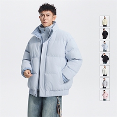 假两件立领棉服男冬季加厚棉衣外套美式拼接格子棉袄MY2515-P85，男装棉衣，星座610（原A335）