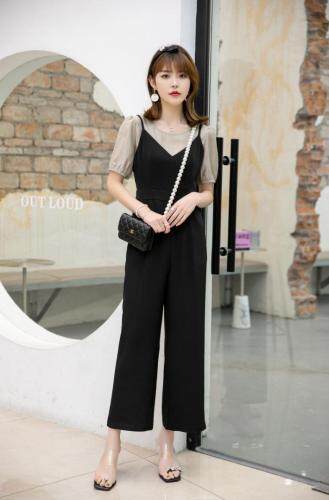 夏季新款 韩版气质甜美淑女背带裤,女装,水锦红