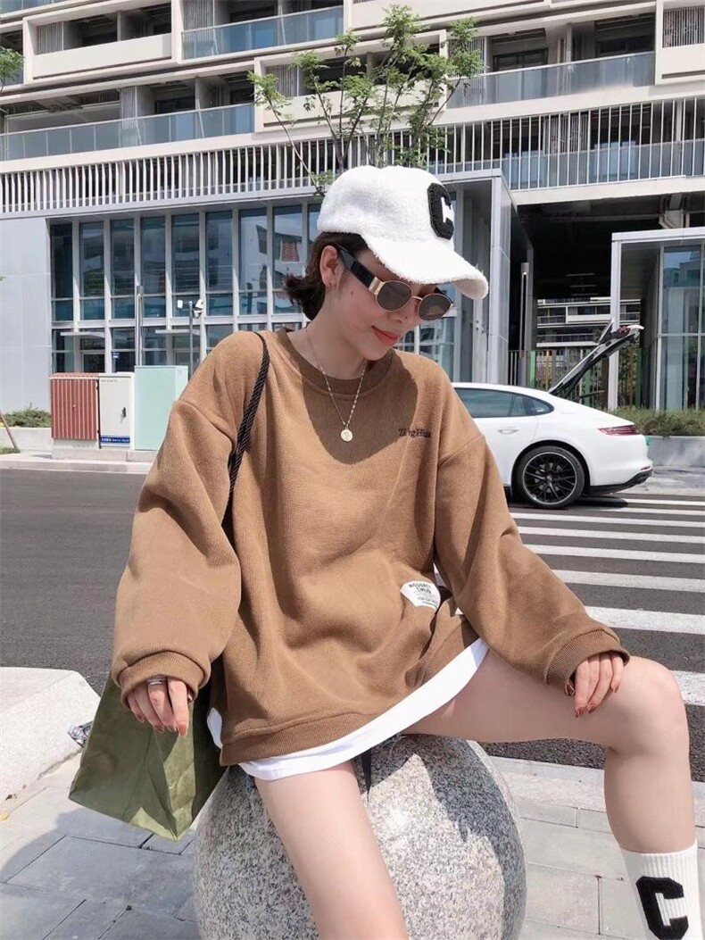 刺绣字母加绒卫衣，女装卫衣/绒衫，一杭