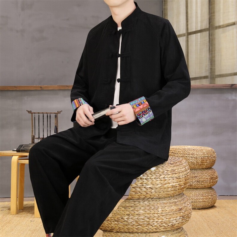 男士外套灯芯绒夹克套装盘扣立领风XZ1512-2502套装-P130,男装夹克,星座1512