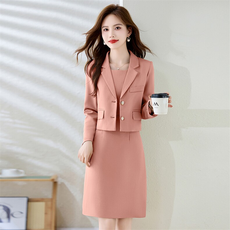 2024秋季新款女小香风职业连衣裙酒店前台接待裙子修身显瘦，女装连衣裙，贝蕾酷儿