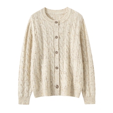 2025年秋季时尚百搭通勤简约休闲圆领麻花开衫，女装羊绒衫，臻维羊绒