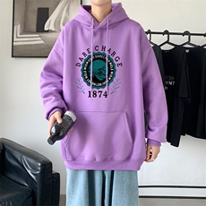 L2479P48秋装21中性纯色连帽卫衣套头宽松外套情侣装打底帽衫，男装卫衣，星座510A-1