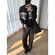 预售款~已下单费尔岛提花水貂毛针织开衫毛衣外套MY2575批68，男装针织衫/毛衣，星座1411A-6