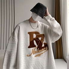 2023春新款撞色立体毛巾绣宽松圆领套头卫衣23088-P55控885，男装卫衣，星座914-3
