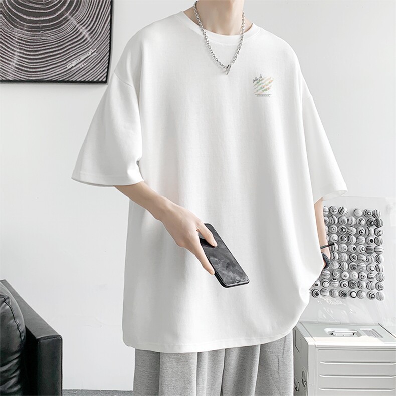 夏季内景纯棉港风宽松短袖T恤男潮牌圆领打底衫DT9741/P25,男装T恤,电商B316