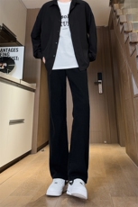 现货主推渐变复古蓝微喇直筒松紧腰休闲牛仔裤男女K5809-P50控69，男装牛仔裤，星座205