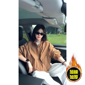 现货冬季美拉德立领飞行夹克廓形高街棒球服加棉加厚棉衣外套图片