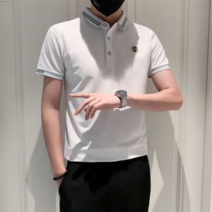 3038-P40短袖男夏季衫潮牌翻领网红男士t恤金牛精神小伙半袖图片