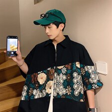 1绣花拼接成分：聚酯纤维M-5XL大码短袖衬衫男DCS7743P42控68，男装T恤，星座226-2