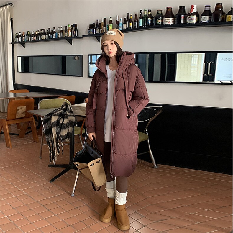 白色中长款90白鸭绒羽绒服女冬季2025新款小个子韩系宽松加厚外套,女装棉衣/棉服,冬木谷雨