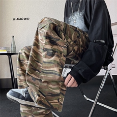 秋季工装迷彩裤拖地阔腿裤休闲裤男D329-QM519-P65-控85，男装工装外套，电商D329
