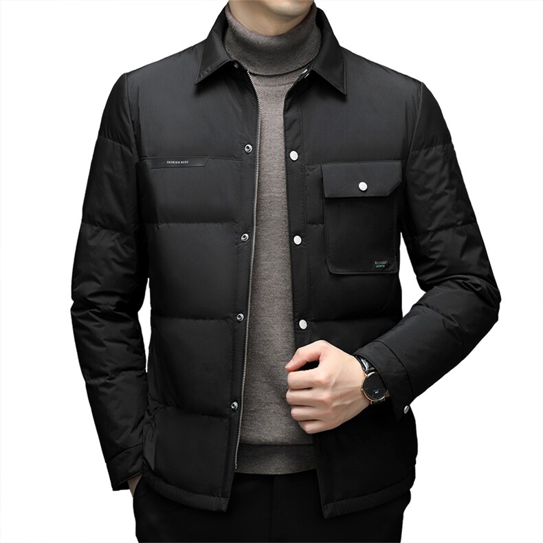 羽绒服男冬季2023新款加厚保暖中年男士休闲爸爸装翻领外套上衣,男装羽绒服,电商B212（原钱塘6029）