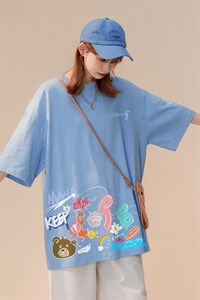 中性 夏季2022美式潮宽松个性印花情侣百搭短袖T恤 T1009 P25控38图片