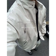 745-P54高街美式PU皮垫肩夹克男2025年早秋新款韩版简约百搭，男装T恤，电商B323A