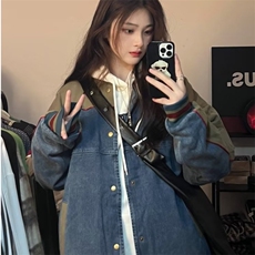 今年流行牛仔外套男女美秋季新款拼接百搭独特棒球服JK8527，男装工装外套，星座516A