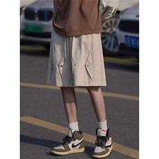 解构纽扣设计感运动短裤男生vibe高街夏季宽松阔腿休闲五分中裤子，男装牛仔裤，星座1210-1