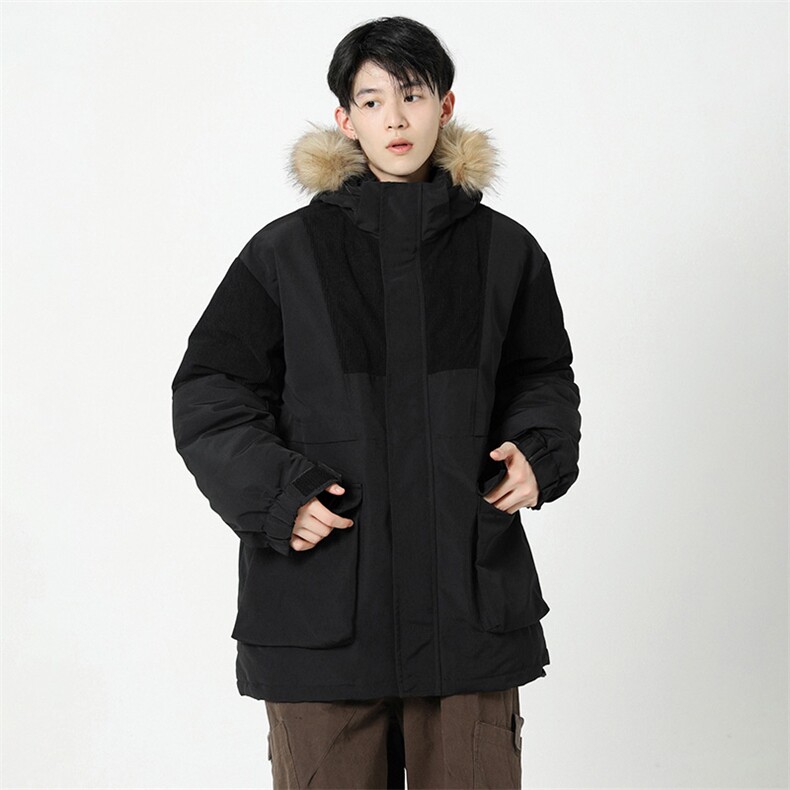 店主风2026新品宽松撞色棉服派克服毛领冬装加厚外套D009-P145,男装棉衣,星座717