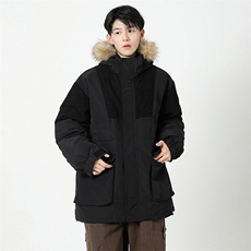 店主风2026新品宽松撞色棉服派克服毛领冬装加厚外套D009-P145，男装棉衣，星座717