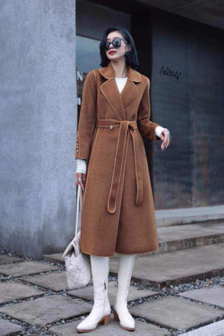 文秀家2021新款双面羊绒克莱因蓝大衣，其它，陆氏青云