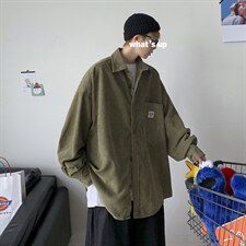 港风秋冬灯芯绒夹克外套长袖韩版衬衫宽松衬衣男女ins潮 H202/P45图片
