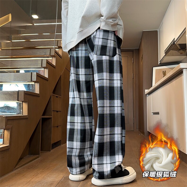 薄款改加绒特批P50无差价冬新保暖百搭时尚格子裤男士K1264J加绒,男装棉衣,电商A001