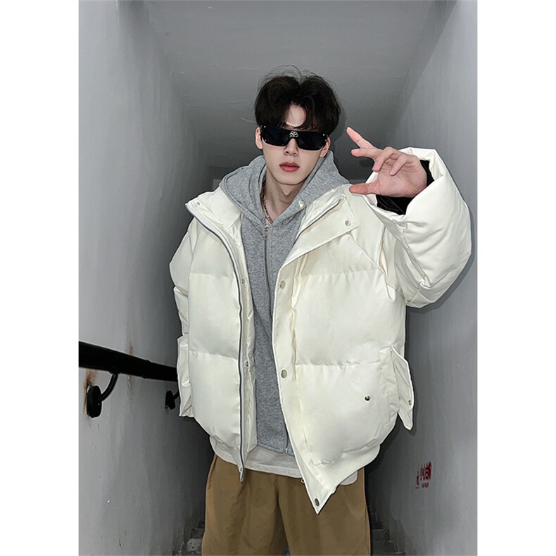 405A美式高街个性连帽设计假两件pu皮棉服MY24920-P158控188,男装棉衣,星座405A