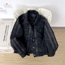 有货。美式高街垫肩皮夹克男机车服外套棒球服W6931-P76，男装夹克，星座412-3